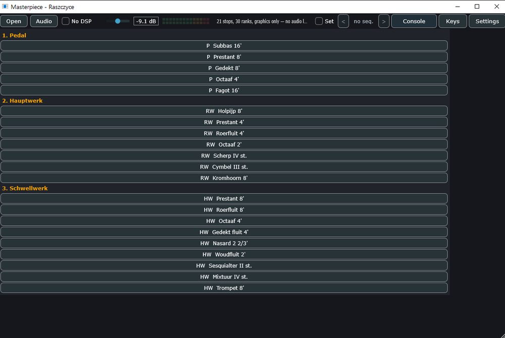 The stop list, grouped by division